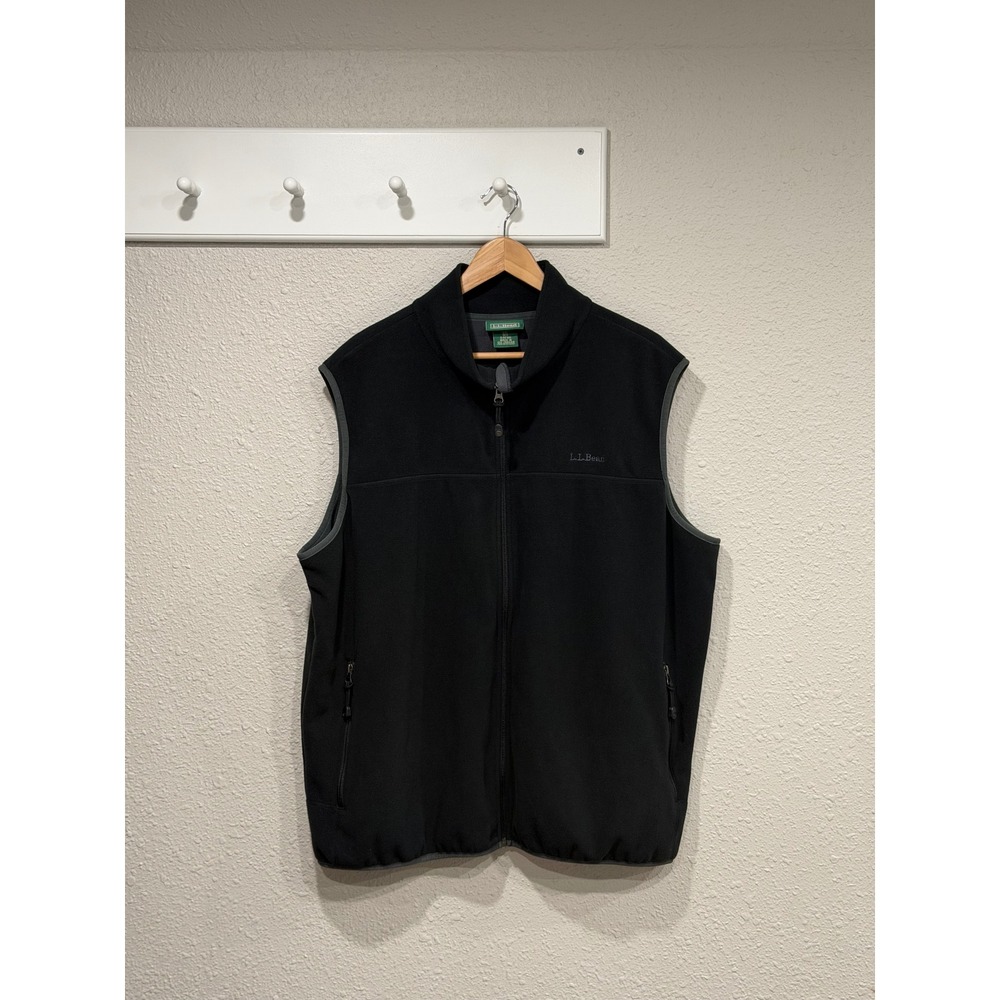 LL Bean Polartec Fleece Vest Mens XXL Black Zip Up Gorpcore Outdoor Grandapacore